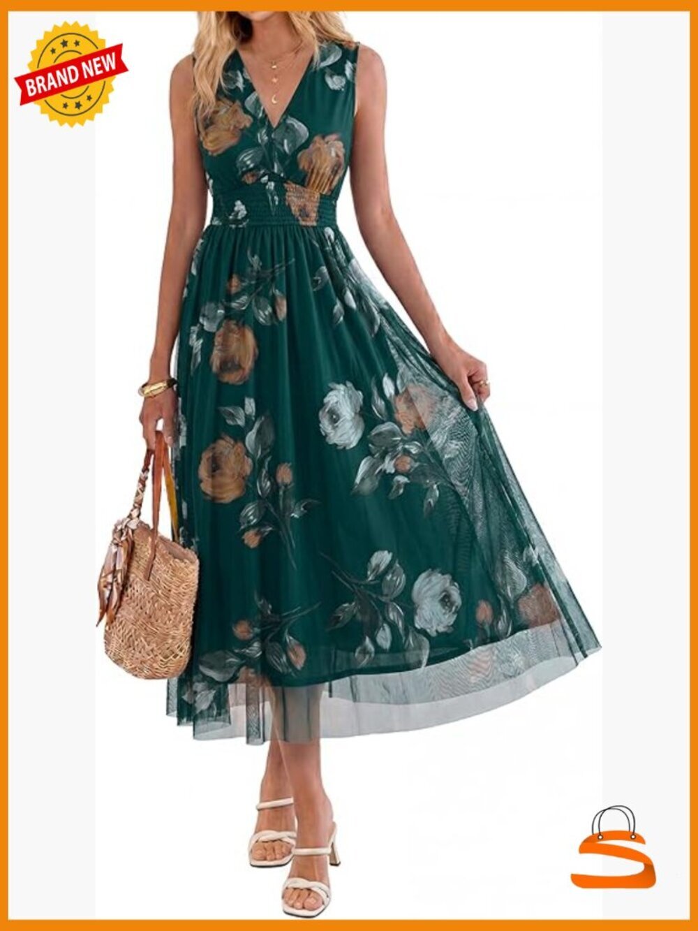 Sleeveless V Neck Flowy Maxi Dress with Empire Waist for Wedding Guest Boho